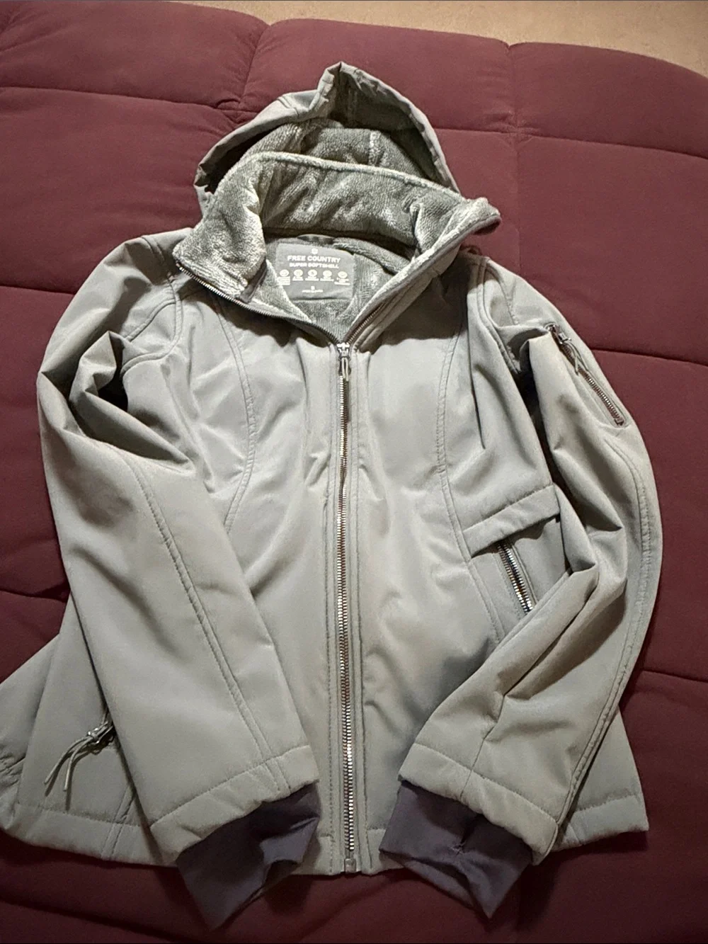 Free Country Light Gray Hooded Softshell Jacket
